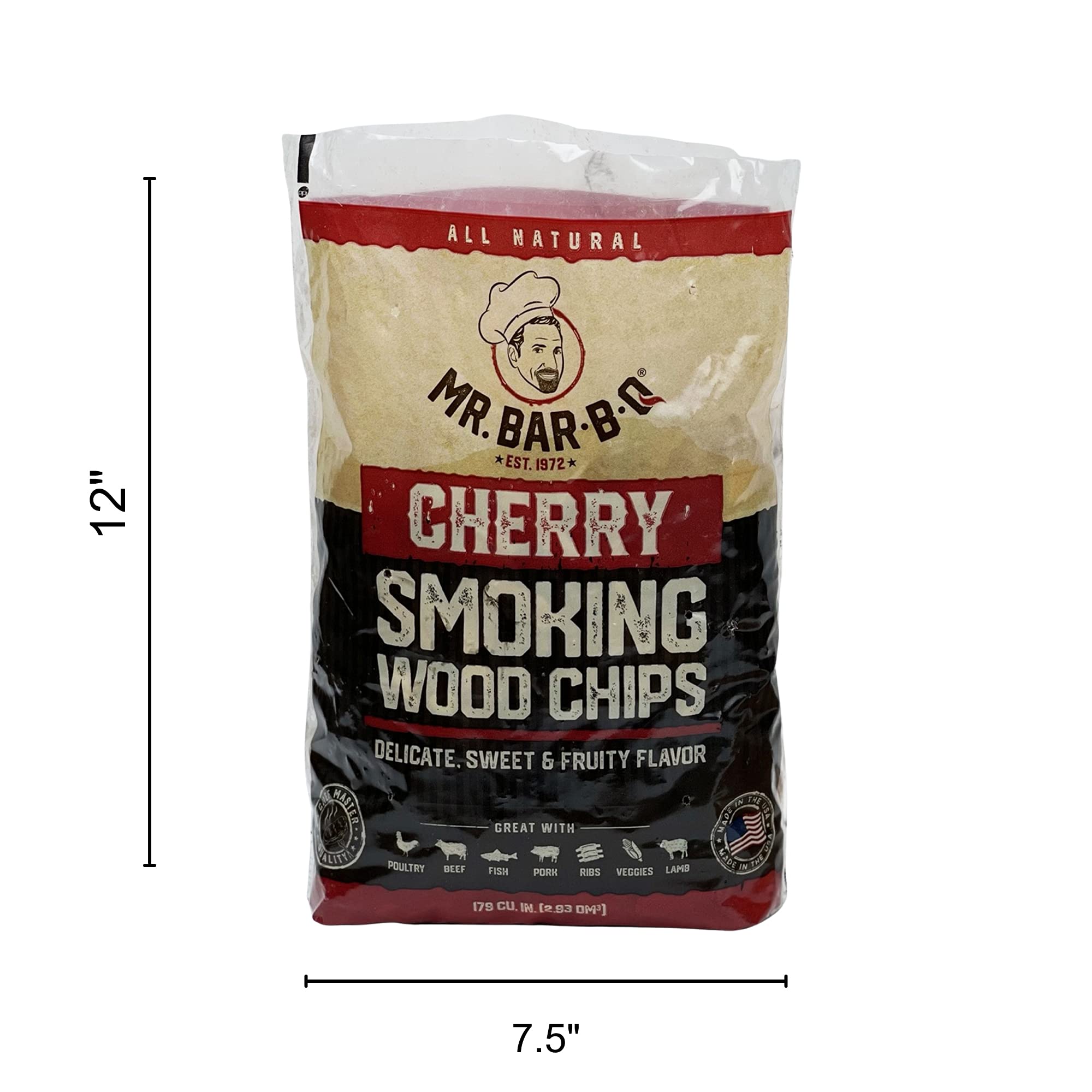 Mr Bar-B-Q cherry wood chips in bag close-up for authentic flavor