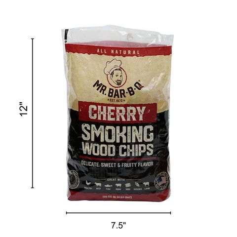 Mr Bar-B-Q cherry wood chips in bag close-up for authentic flavor