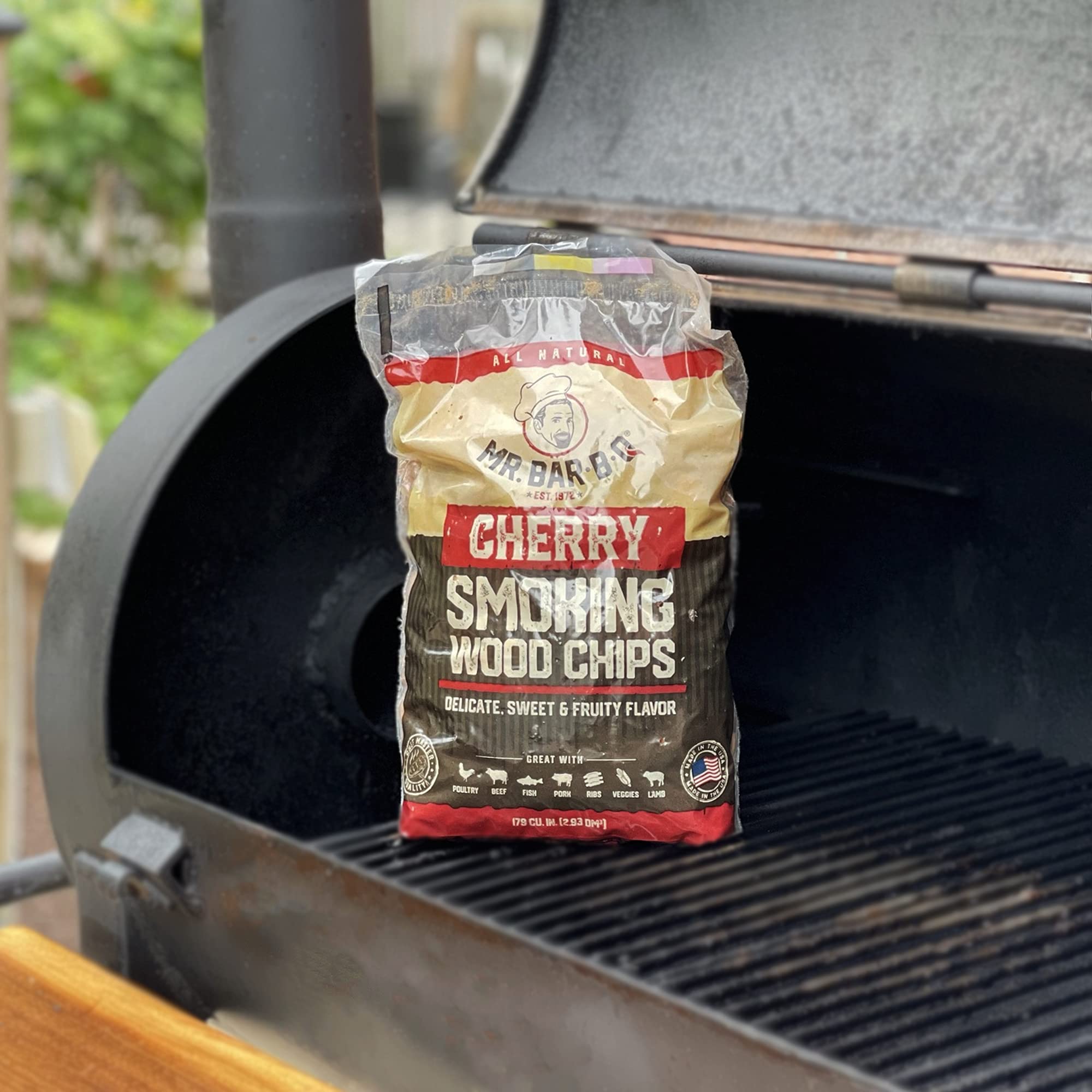 Mr Bar-B-Q cherry wood chips on fish and vegetables for fruity smoke