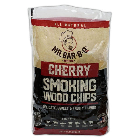 Mr Bar-B-Q cherry wood chips in packaging for natural smoking