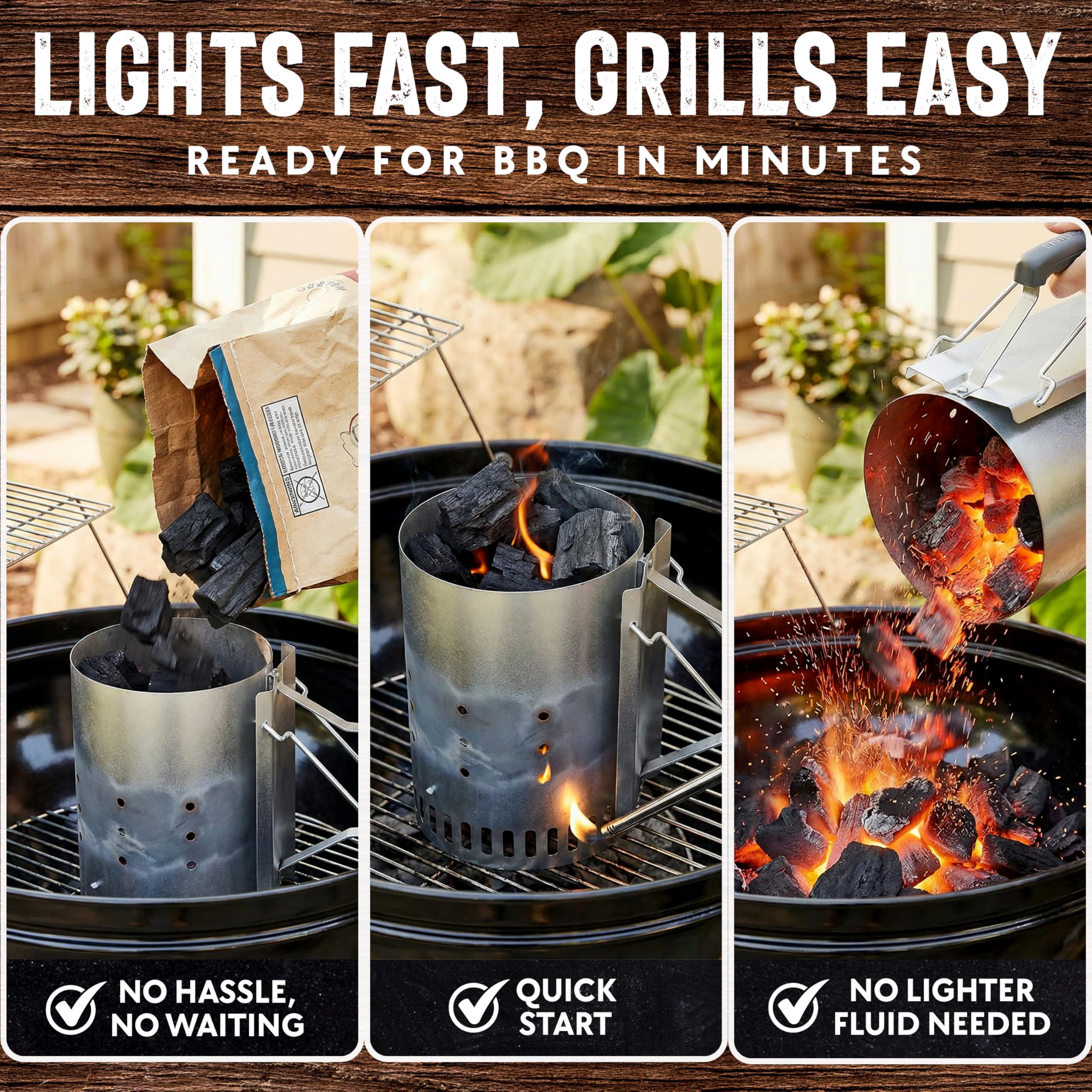 Mr. Bar-B-Q kamado grill setup with lump charcoal for even heat.