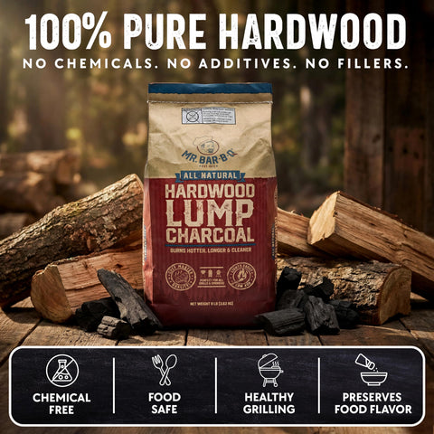 Mr. Bar-B-Q low-ash charcoal supports easy cleanup.