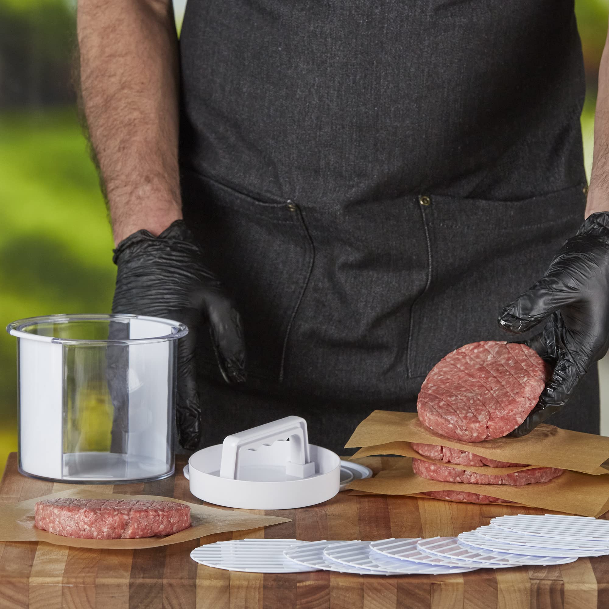 Mr. Bar-B-Q patty storage container lid keeps patties organized