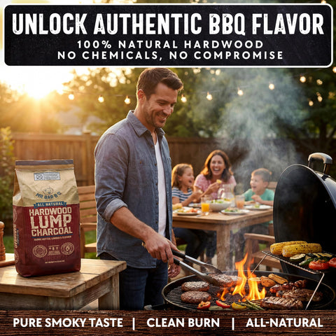Mr. Bar-B-Q smoky flavor lump charcoal enhancing outdoor BBQ experiences.