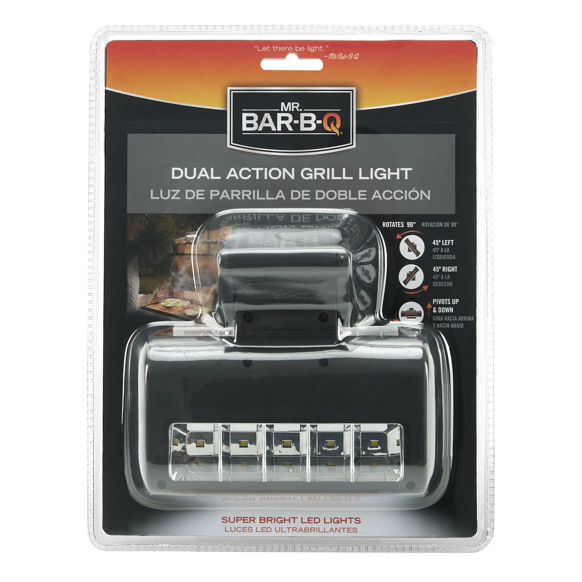 Mr Bar-B-Q grill light secured with a strap for hands-free use.