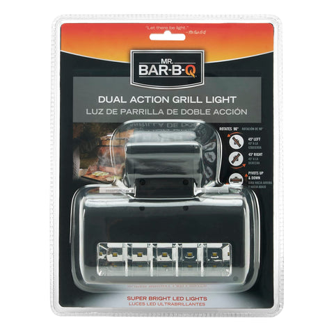 Mr Bar-B-Q grill light secured with a strap for hands-free use.