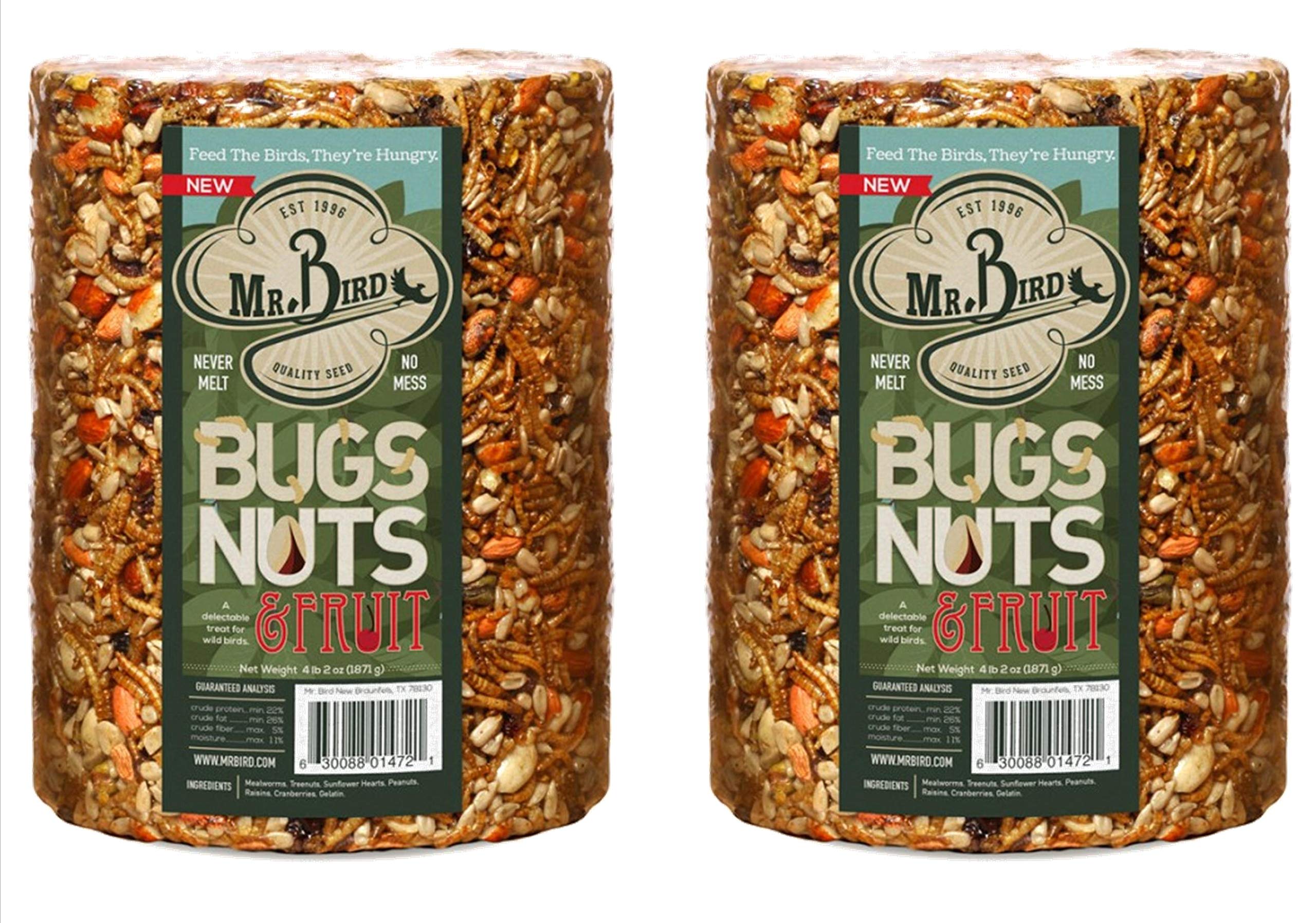 Mr. Bird Bugs, Nuts & Fruit seed cylinder on a feeder attracts diverse backyard birds