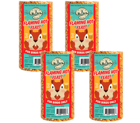 Mr. Bird Flaming Hot Feast 4-pack cylinder block ready for outdoor feeding