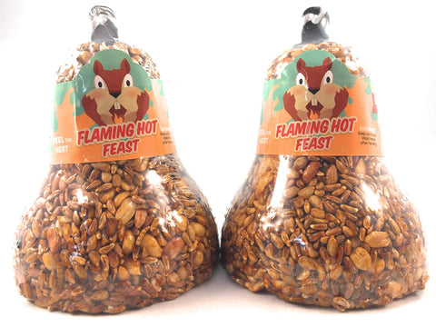 Mr. Bird Flaming Hot Feast Bell 2-pack hanging setup attracts a variety of wild birds.