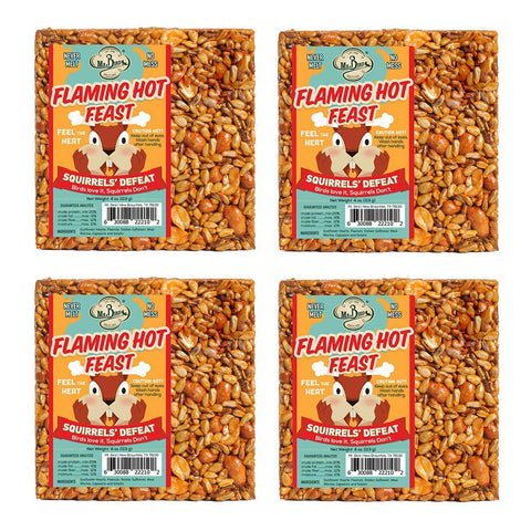 Mr. Bird Flaming Hot Feast seed cake attracts diverse wild birds and deters squirrels