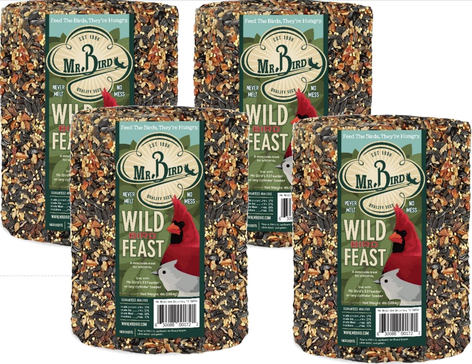 Mr. Bird Wild Bird Feast cylinder in feeder attracting diverse yard birds
