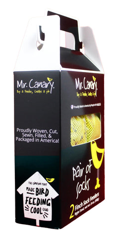 Mr. Canary mesh bags are woven and ready to hang for outdoor feeding