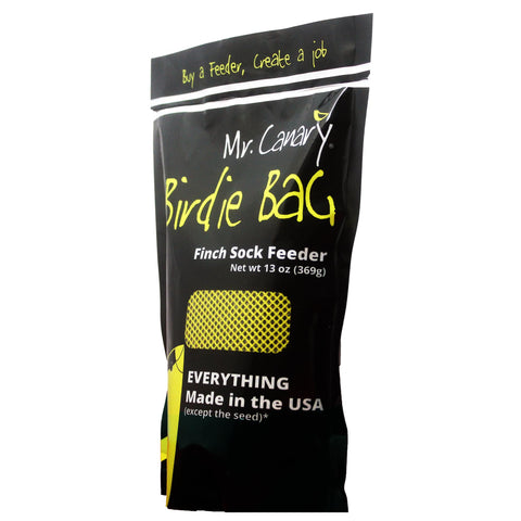 Mr. Canary Nyjer seed-filled sock attracts goldfinches and other fine-feeding species.