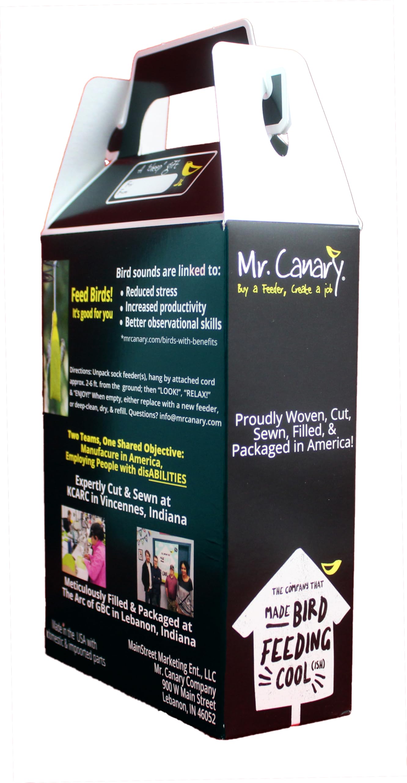 Mr. Canary feeders produced by workers with disabilities supporting inclusive manufacturing