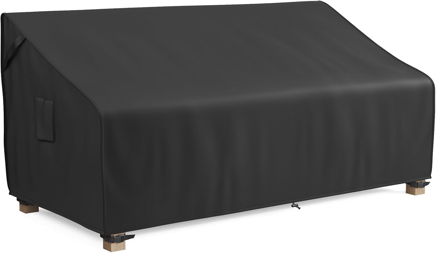 MR.COVER 3-Seater cover top view protects a wide outdoor sofa from weather.