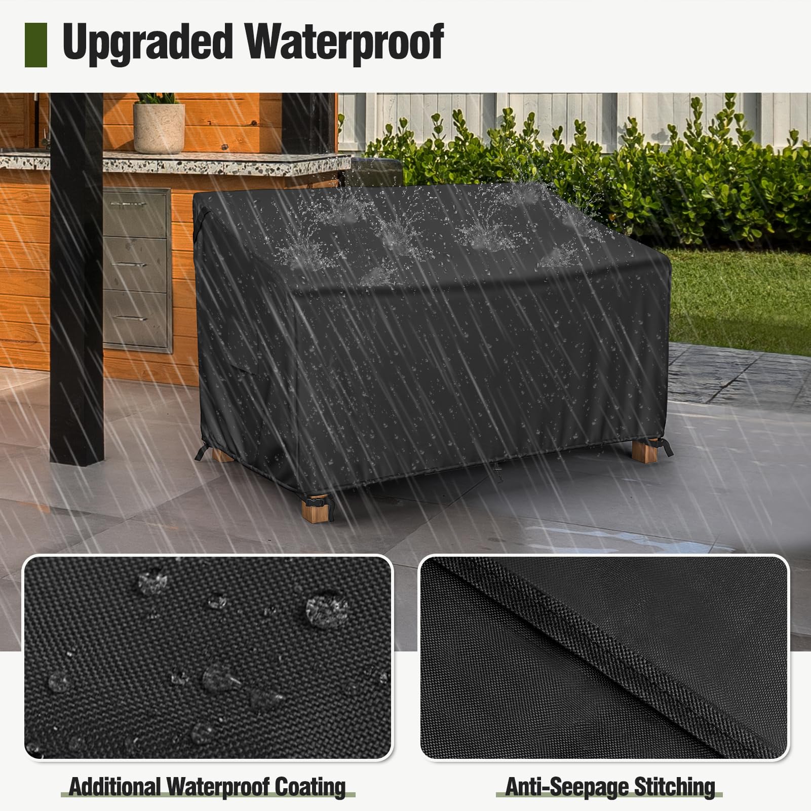 MR. COVER built-in air vents reduce condensation for drier outdoor seating.