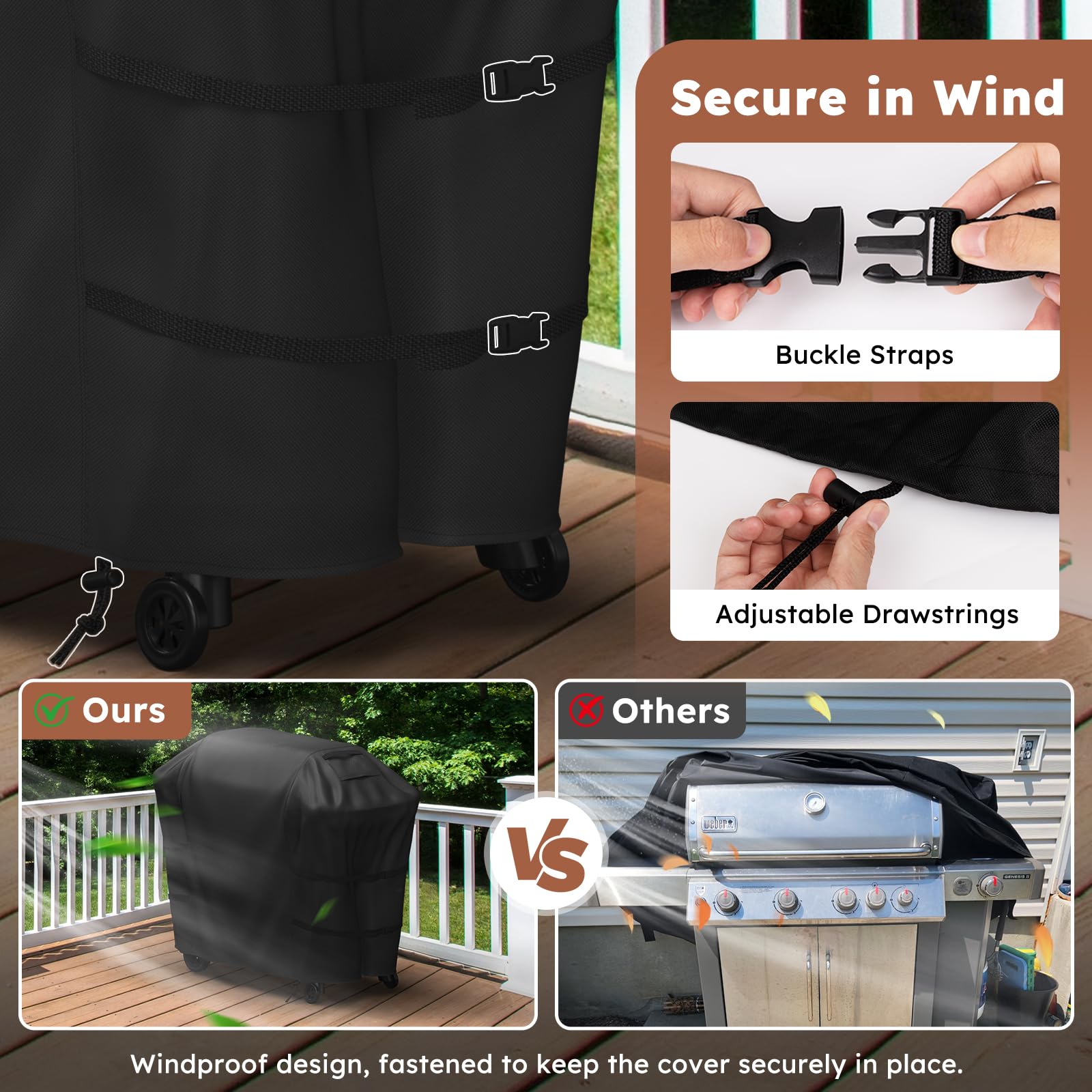 MR. COVER dirt-resistant surface allows quick wipe-down after grilling.