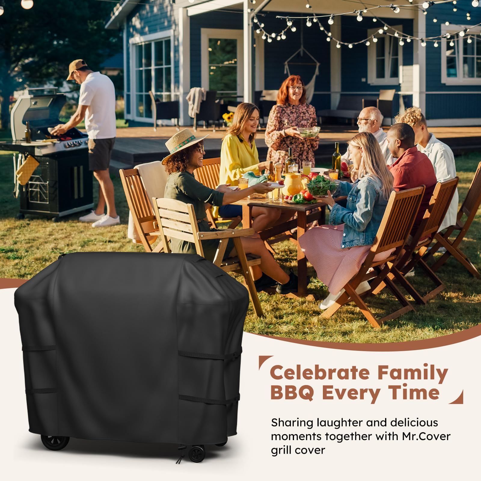 MR. COVER smooth rubber-coated exterior cleans easily with a damp cloth.