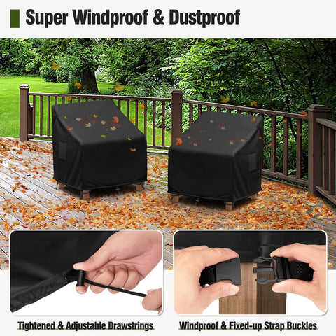 MR. COVER cover sized to fit up to 35W x 37D x 36H inches on outdoor chairs