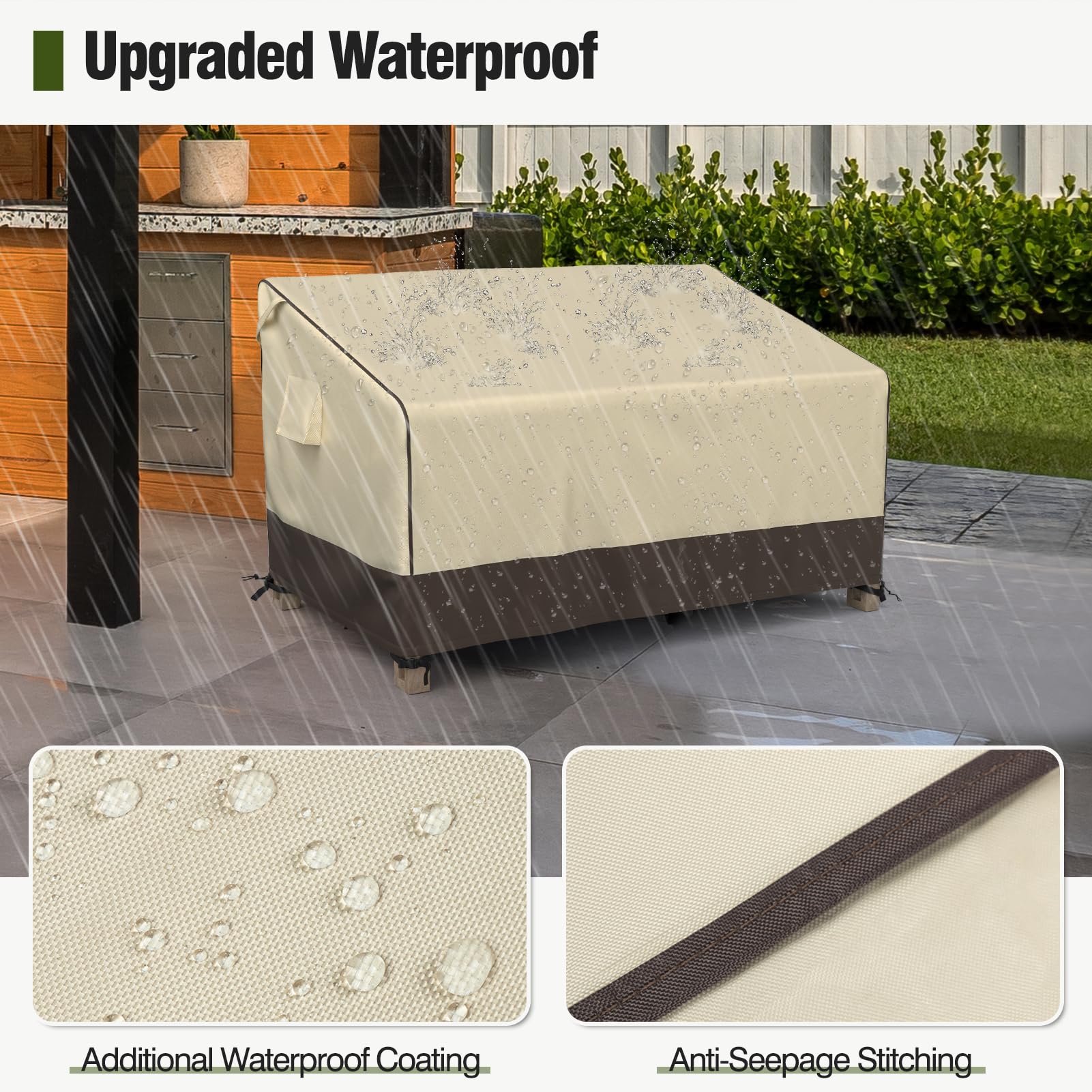MR. COVER UV-coated coat blocks sun rays to preserve color.