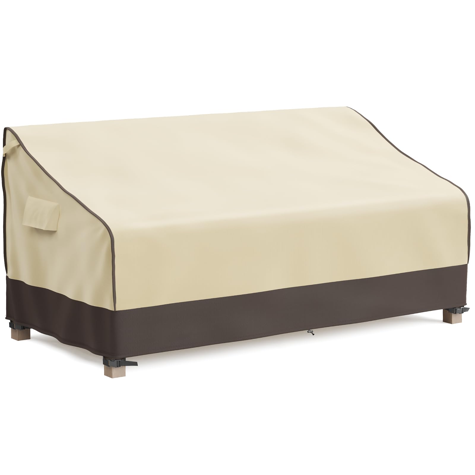 MR. COVER waterproof coating beads water away on an outdoor sofa cover.