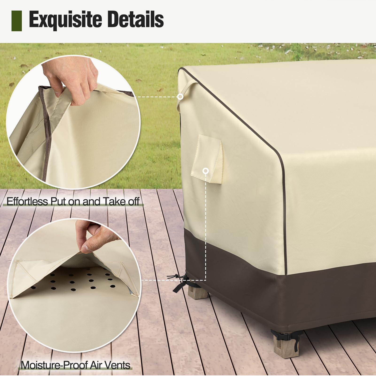 MR. COVER patio chair cover fits up to 35x37x36 inches for proper layering.