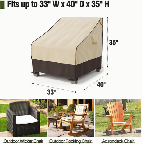 MR. COVER windproof buckles secure the chair cover in windy conditions.