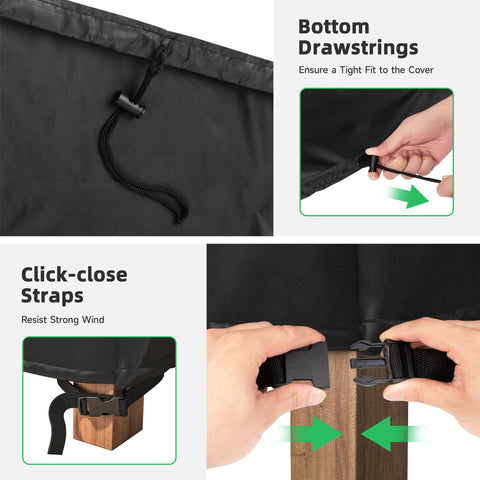 MR. COVER easy-grip handles simplify fitting and removal.