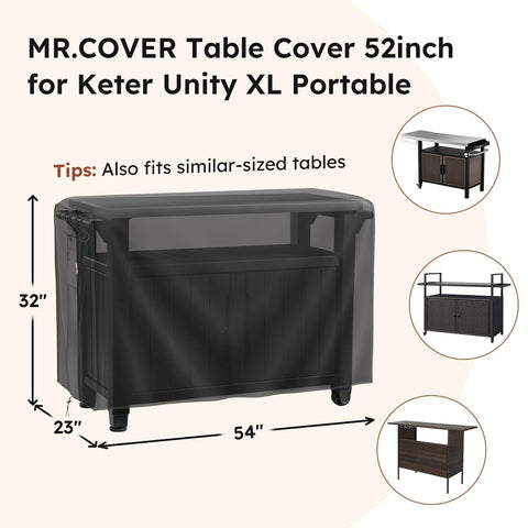 MR. COVER tear-resistant fabric protects the table in any season.