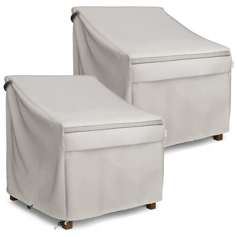 MR. COVER beige waterproof chair cover protects outdoor furniture with durable fabric.