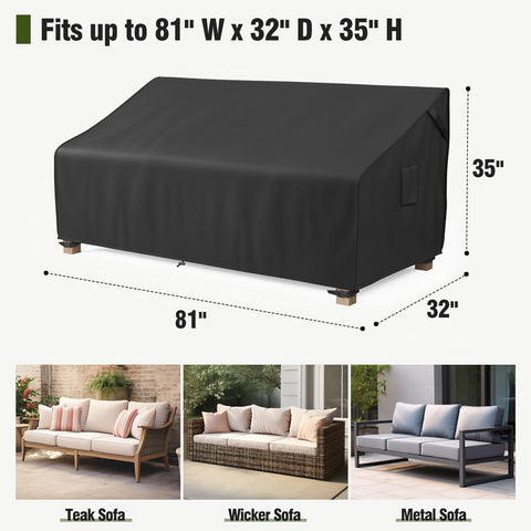 MR.COVER waterproof patio sofa fabric closeup shows hydrophobic coating for rain protection.