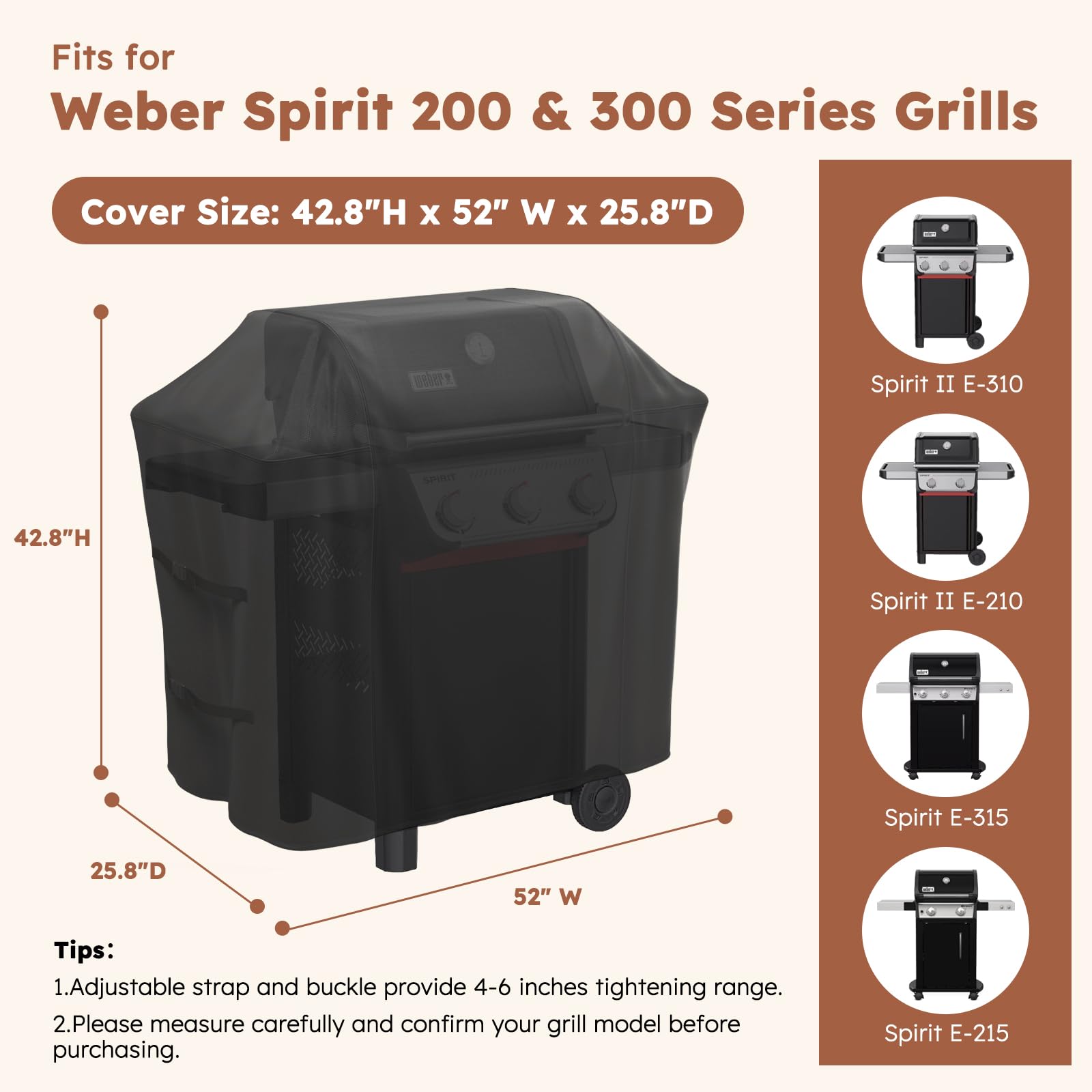 MR. COVER weather protection keeps Weber Spirit grills safe from sun and rain