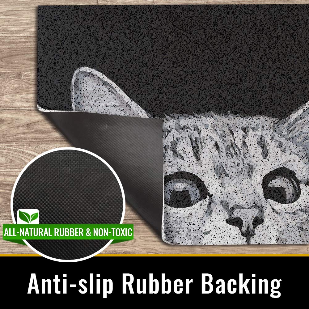 MR FANTASY Cat Door Welcome Mat with rubber backing provides anti-slip safety.