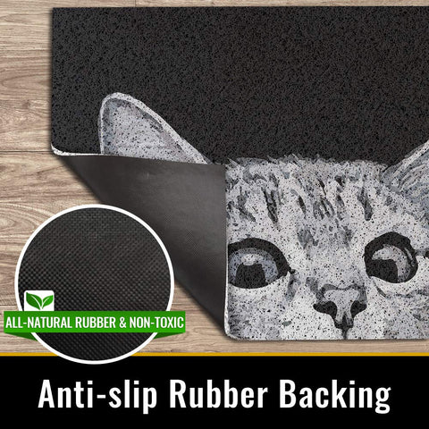 MR FANTASY Cat Door Welcome Mat with rubber backing provides anti-slip safety.