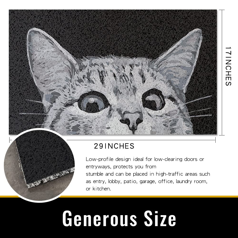 MR FANTASY Cat Door Welcome Mat textured surface reduces dirt transfer.