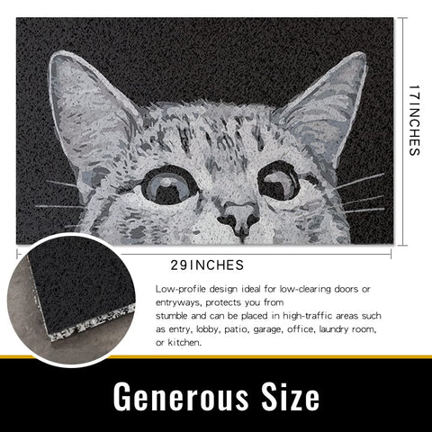 MR FANTASY Cat Door Welcome Mat textured surface reduces dirt transfer.