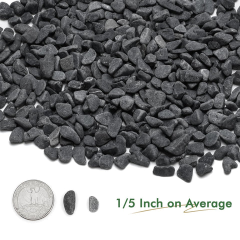 Mr. Fireglass gray bean pebbles enhance walkways with natural texture.