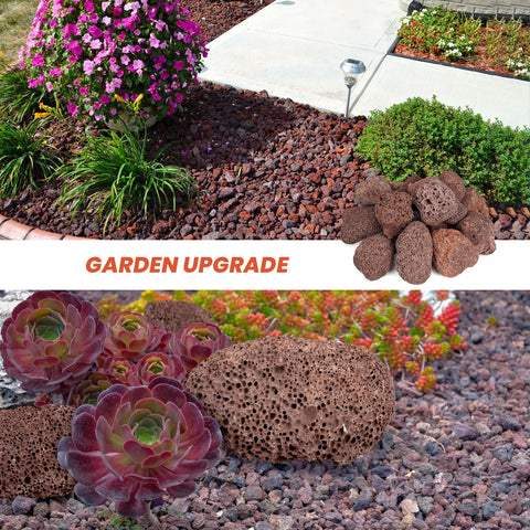 Mr. Fireglass lava rock enhances landscaping with natural color and texture.