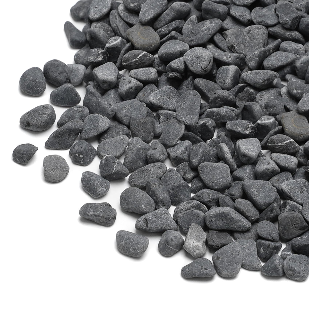 Mr. Fireglass one-fifth-inch gray bean pebbles in a 2-lb bag for garden decor.