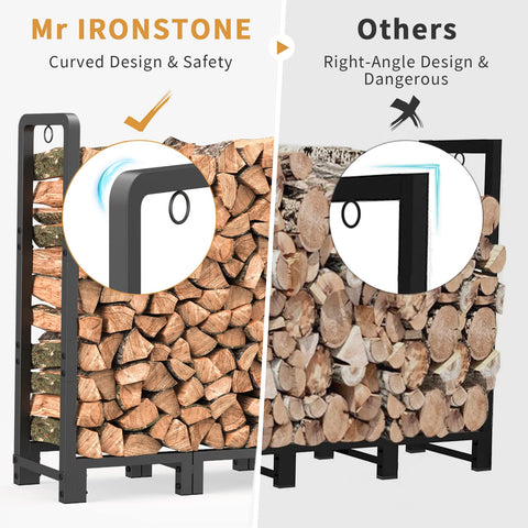 Mr IRONSTONE adjustable height firewood rack supports versatile placement