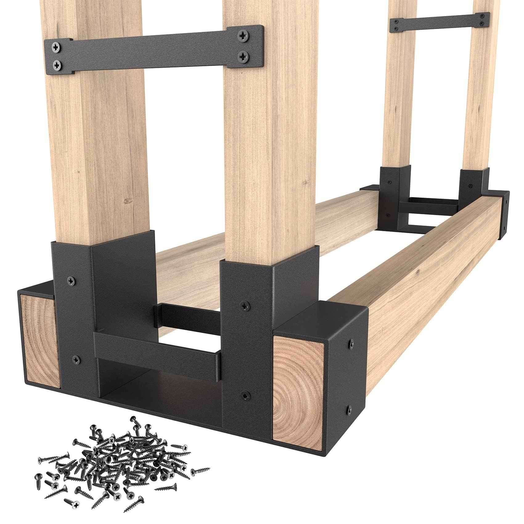 Mr IRONSTONE brackets kit ready for wall mounting to organize logs