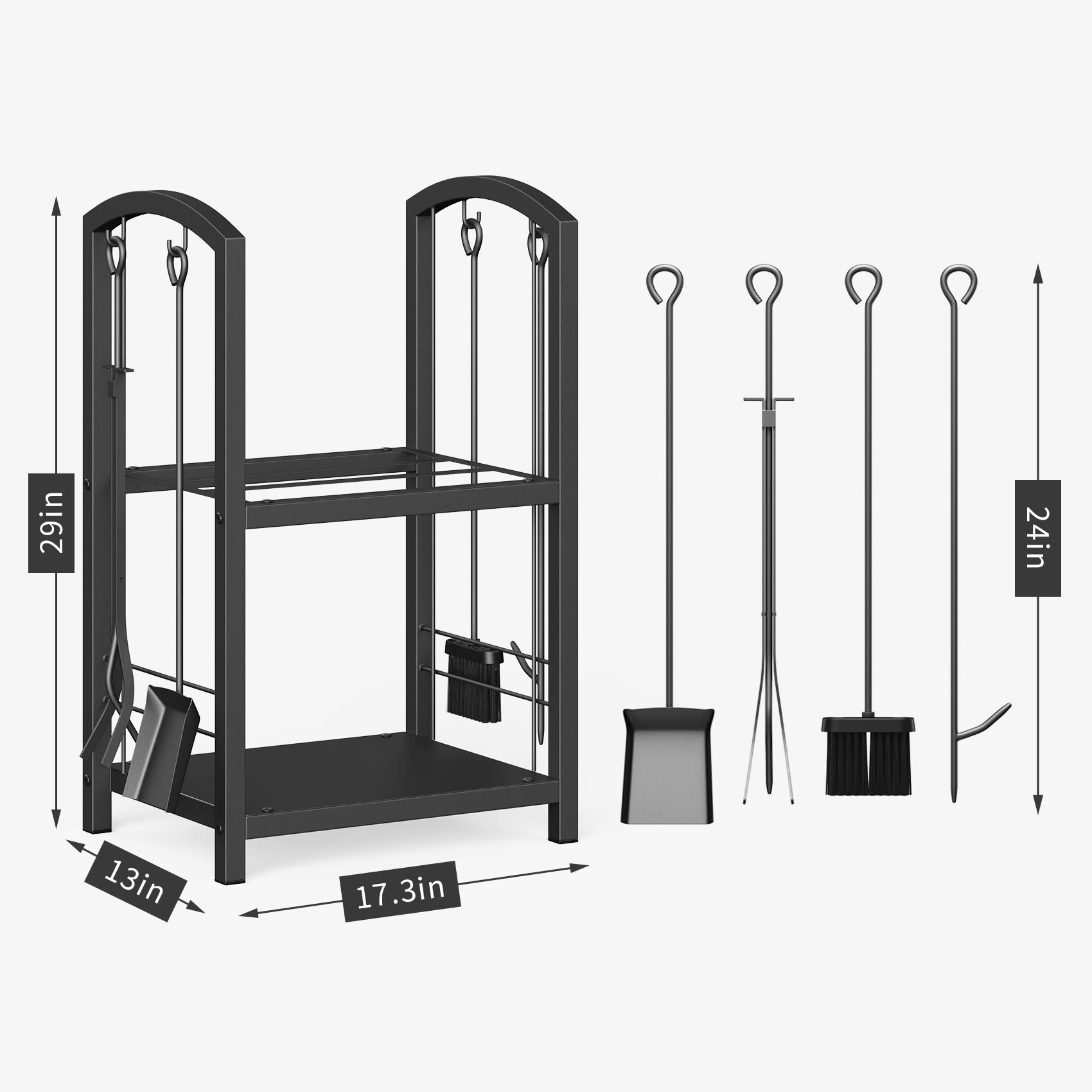 Mr IRONSTONE double-layer storage with logs and magazines.