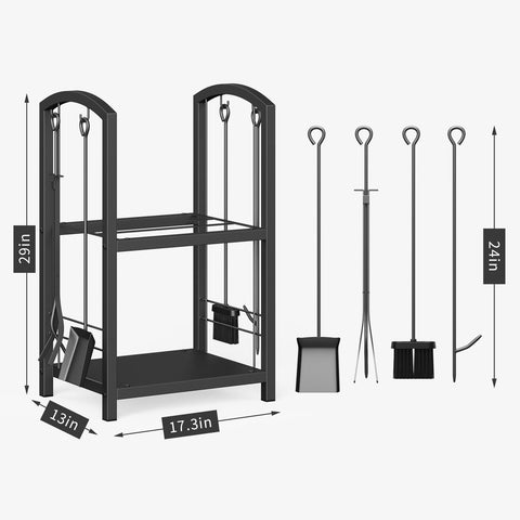 Mr IRONSTONE double-layer storage with logs and magazines.
