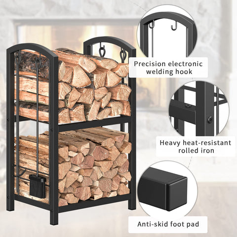 Mr IRONSTONE indoor fireplace scene with ready-to-use rack.