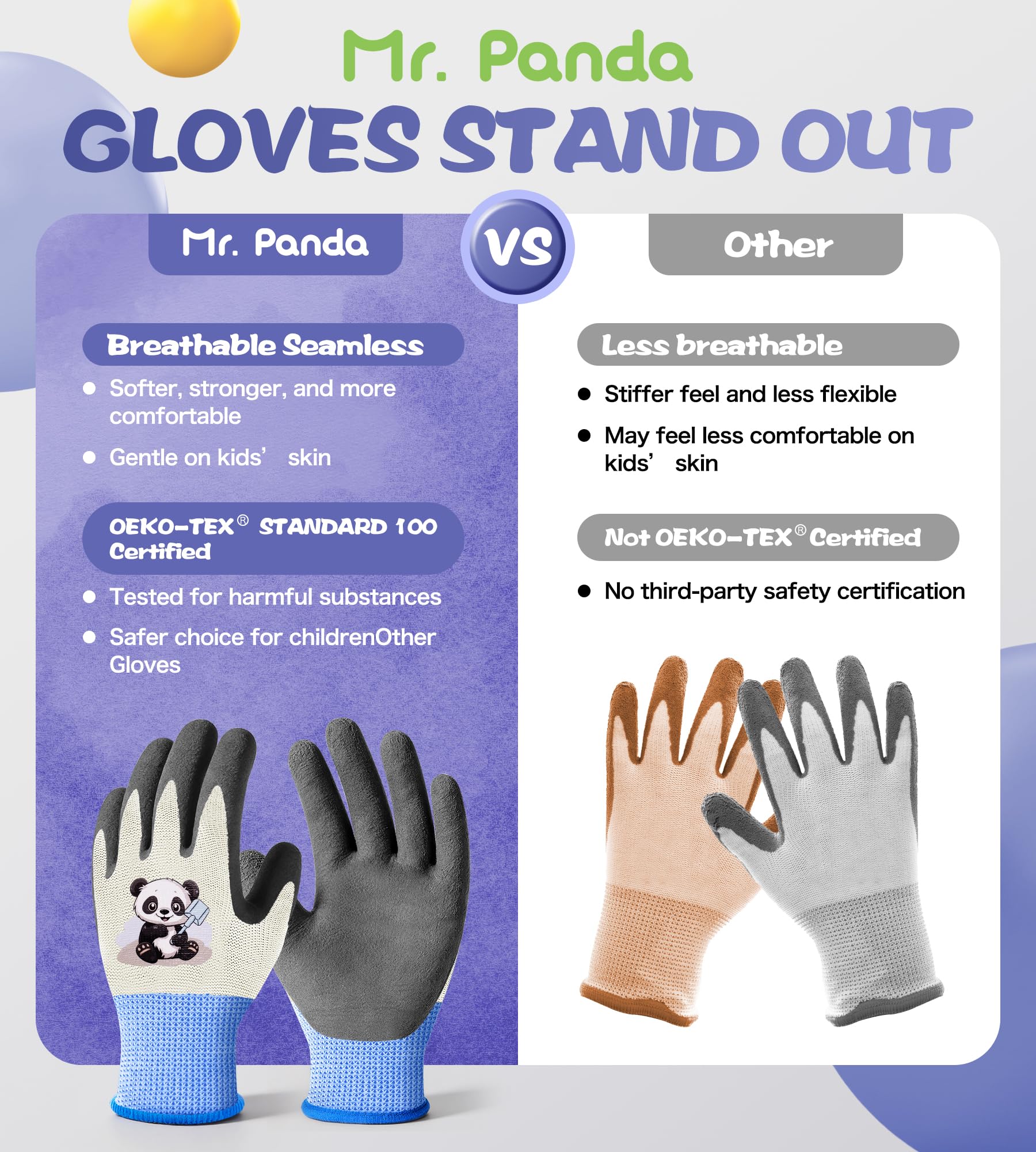 Mr.Panda gloves thickened fingertips for extra nail protection during planting