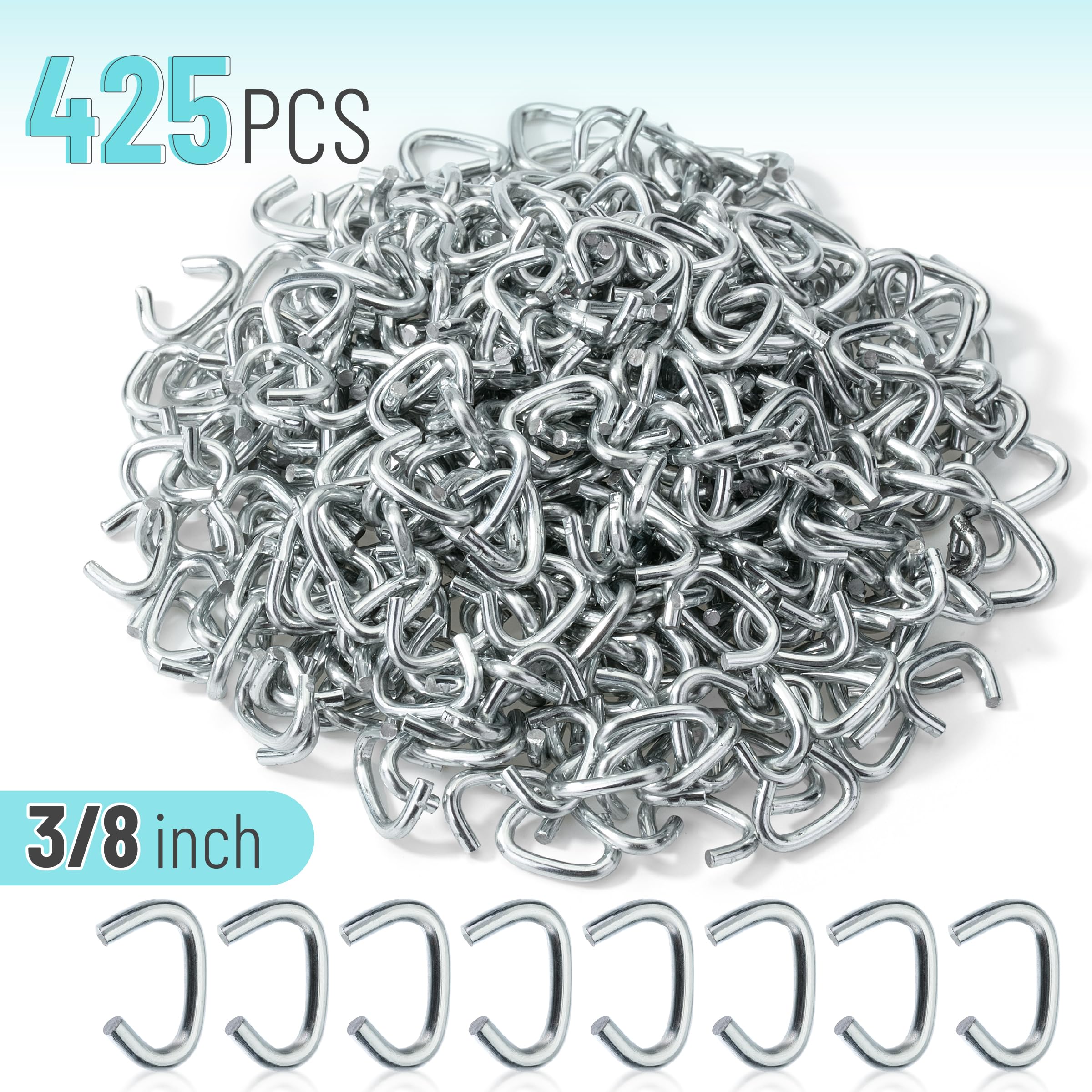 Mr. Pen 425-piece pack of hog rings ready for upholstery, fencing, and netting.