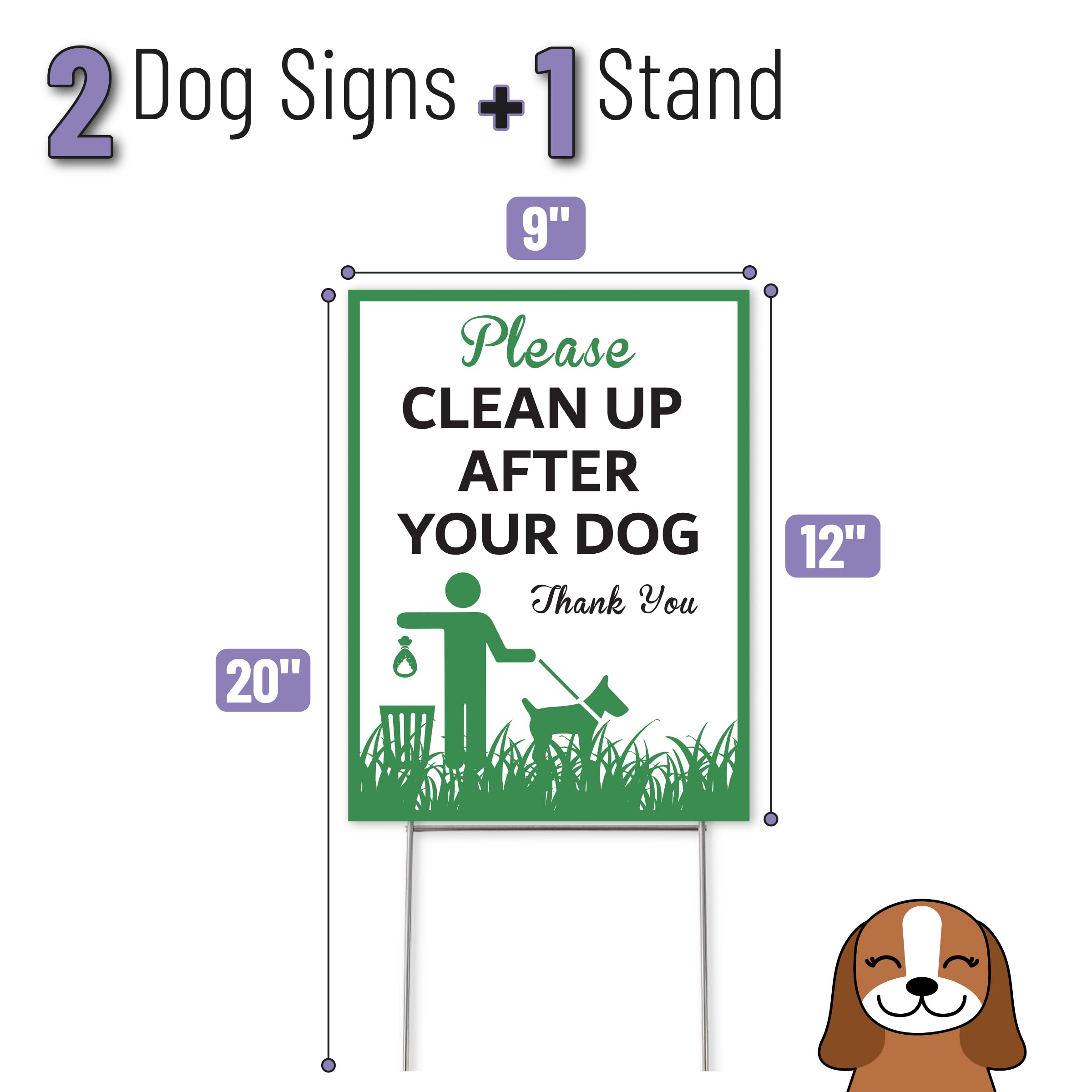 Mr. Pen no-dog-poop lawn signs close-up, durable weatherproof plastic for outdoors.