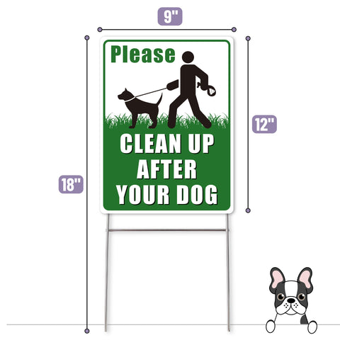 Mr. Pen No Dog Poop Sign back view with double sided print