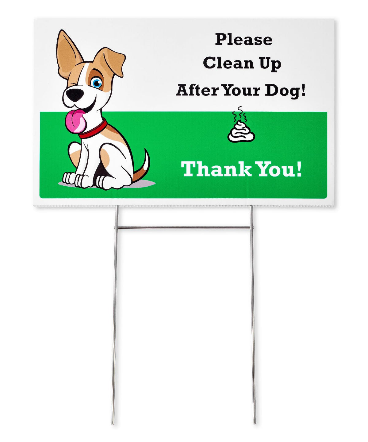 Mr. Pen No Pooping Dog Sign Yard front view communicates cleanup reminders