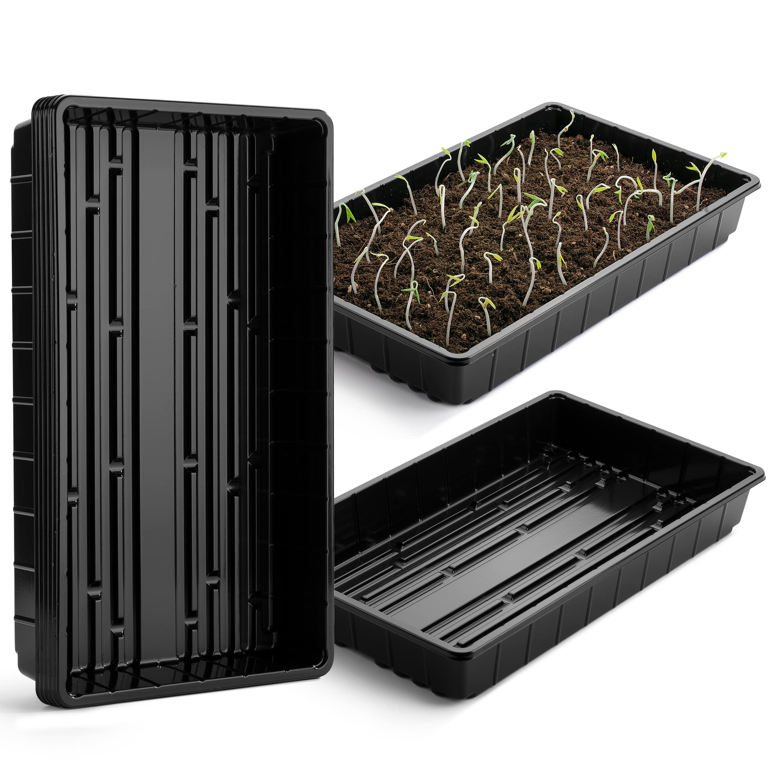 Mr. Pen plastic growing trays front view for indoor seed starting.